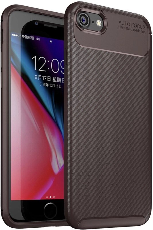 Чехол-накладка TOTO TPU Carbon Fiber 1,5mm Case Apple iPhone 7/8/SE 2020 Coffee від компанії Shock km ua - фото 1