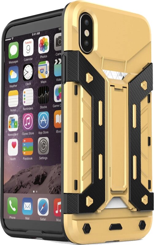 Чехол-накладка TOTO With Card insert function Amor Back Cover case iPhone X Gold від компанії Shock km ua - фото 1
