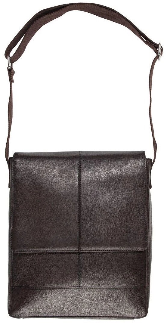 Чоловіча вертикальна шкіряна сумка листоношник формату А4 Livergy темно-коричнева від компанії Shock km ua - фото 1