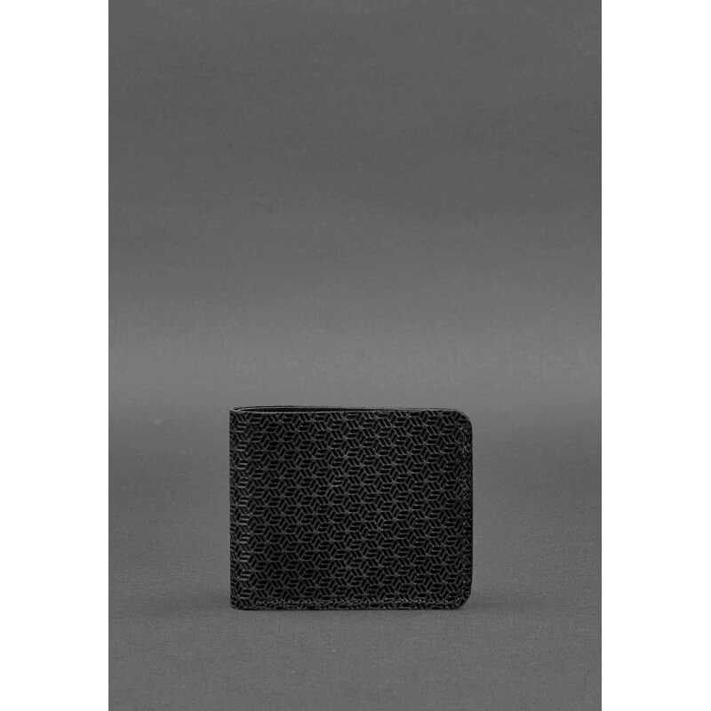 Чоловіче шкіряне портмоне 4.1 (4 кишені) чорне Карбон від компанії Shock km ua - фото 1