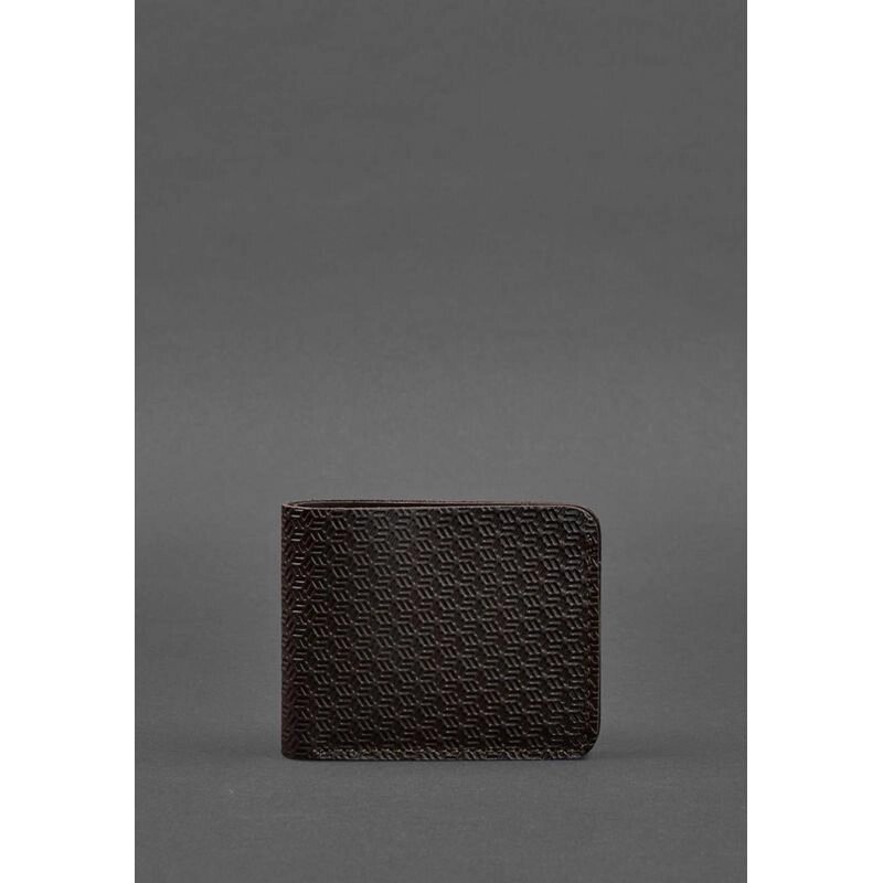 Чоловіче шкіряне портмоне 4.1 (4 кишені) коричневе Карбон від компанії Shock km ua - фото 1