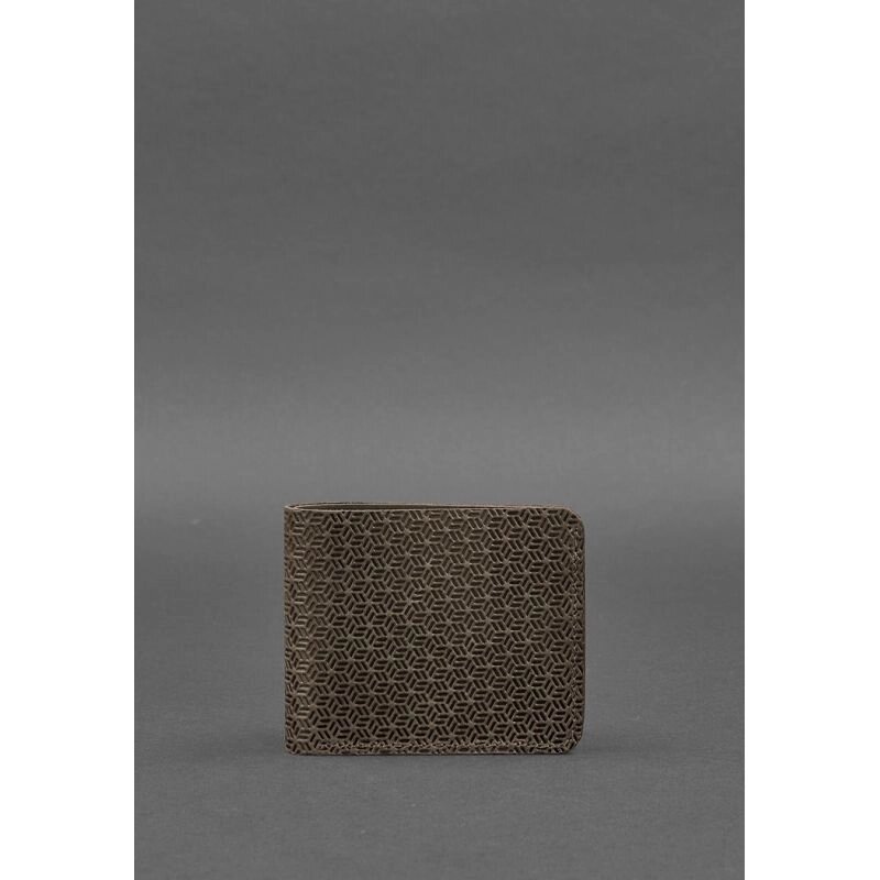 Чоловіче шкіряне портмоне 4.1 (4 кишені) темно-коричневе Карбон від компанії Shock km ua - фото 1