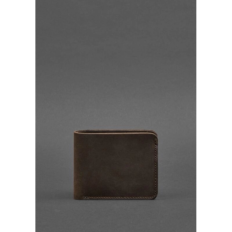 Чоловіче шкіряне портмоне 4.1 (4 кишені) темно-коричневе від компанії Shock km ua - фото 1