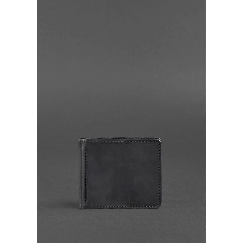 Чоловіче шкіряне портмоне чорне 1.0 затиск для грошей Crazy Horse від компанії Shock km ua - фото 1