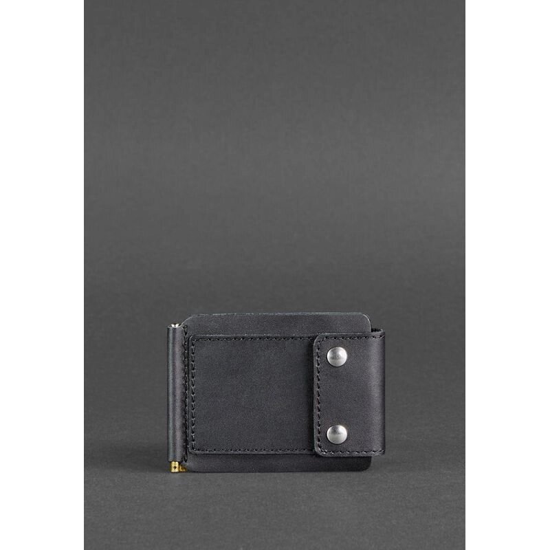 Чоловіче шкіряне портмоне чорне 10.0 затиск для грошей від компанії Shock km ua - фото 1