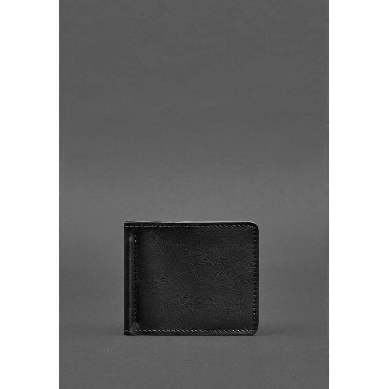 Чоловіче шкіряне портмоне чорне Краст 1.0 затиск для грошей від компанії Shock km ua - фото 1
