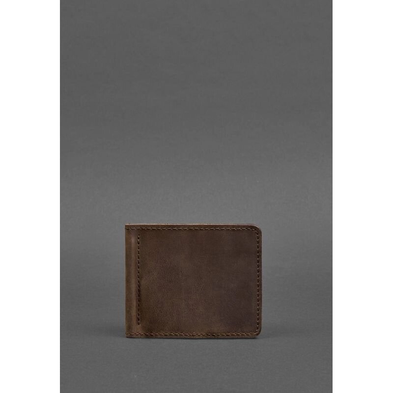 Чоловіче шкіряне портмоне темно-коричневе 1.0 затиск для грошей від компанії Shock km ua - фото 1