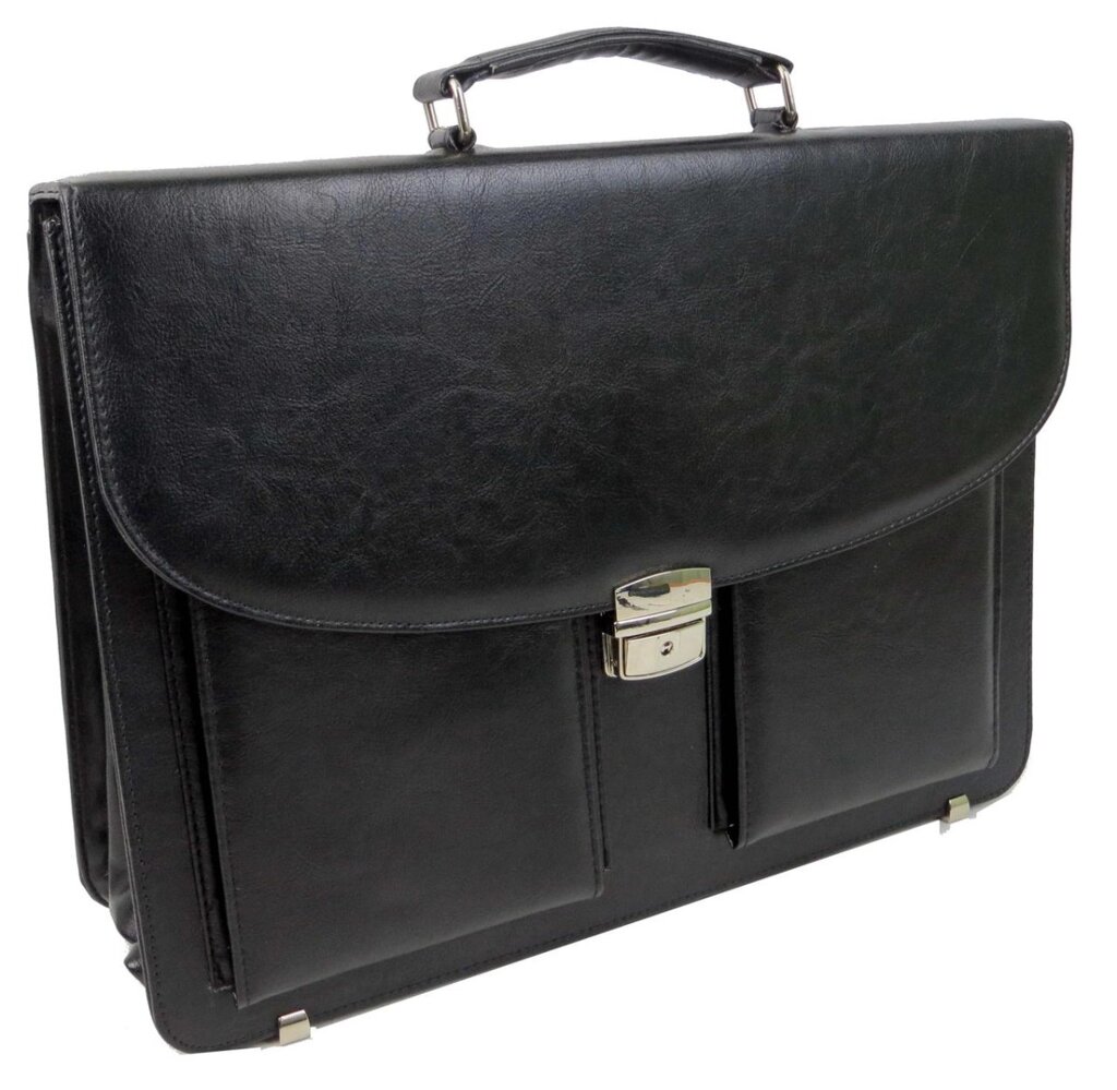 Чоловічий діловий портфель з екошкіри Exclusive 722900 чорний від компанії Shock km ua - фото 1