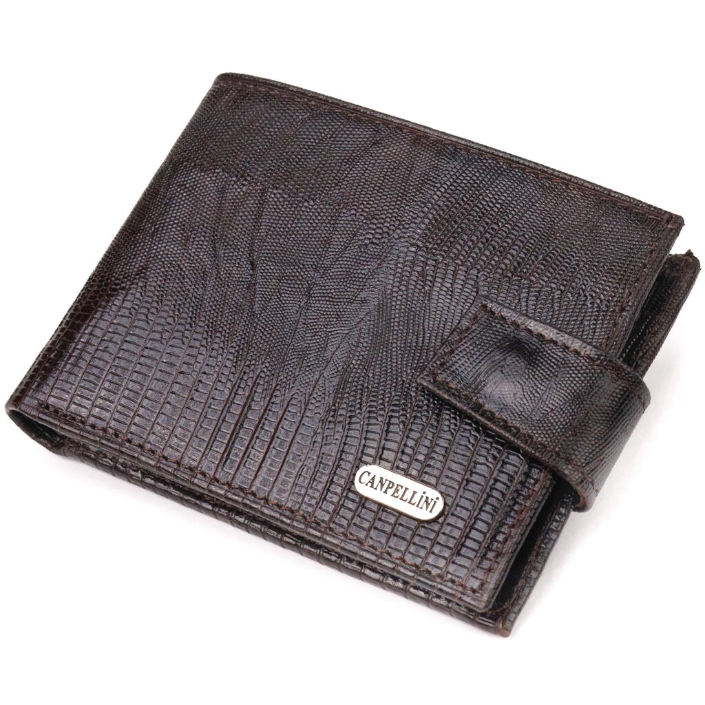 Чоловічий гаманець із натуральної фактурної шкіри CANPELLINI 21512 Коричневий від компанії Shock km ua - фото 1