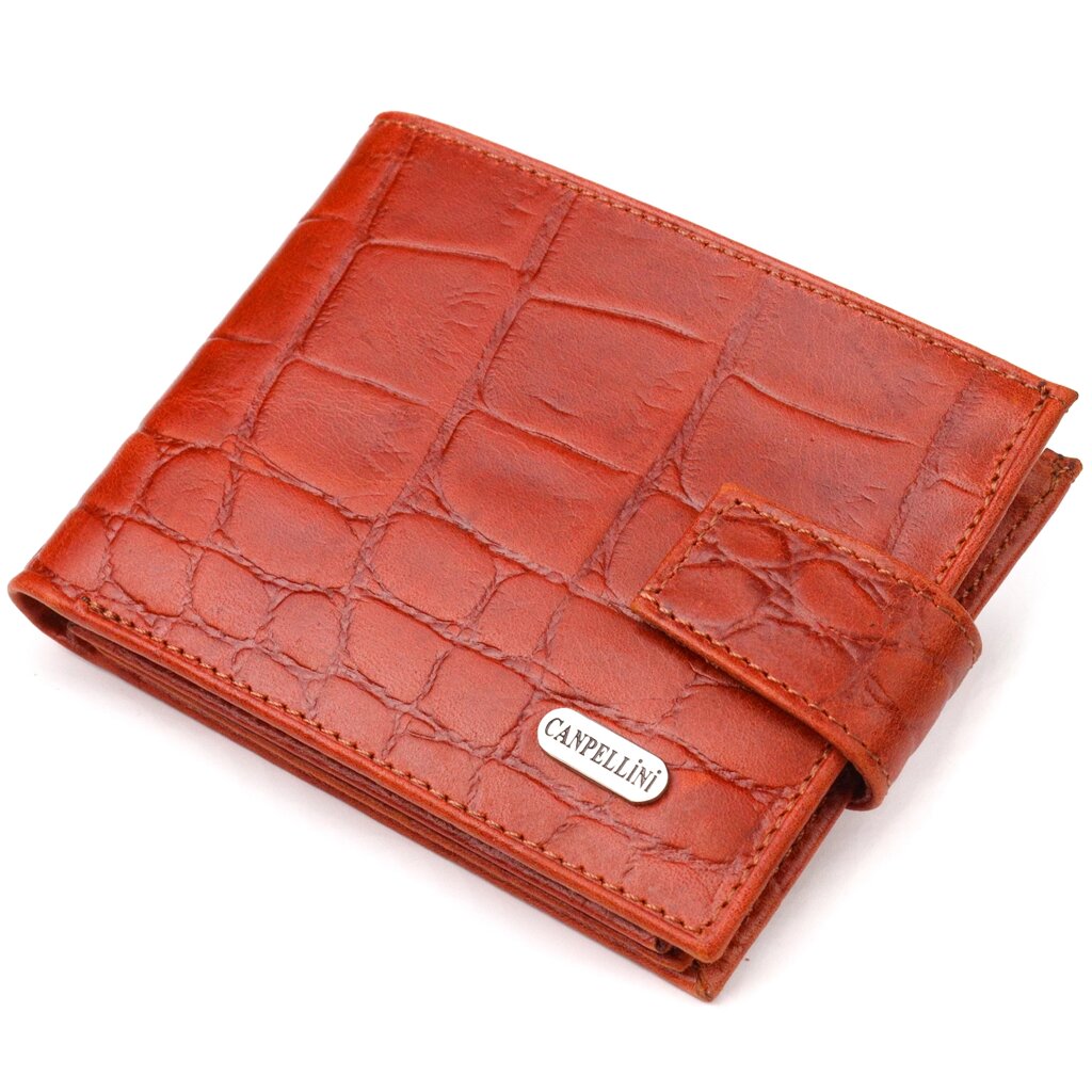 Чоловічий гаманець з натуральної фактурної шкіри CANPELLINI 21510 Світло-коричневий від компанії Shock km ua - фото 1