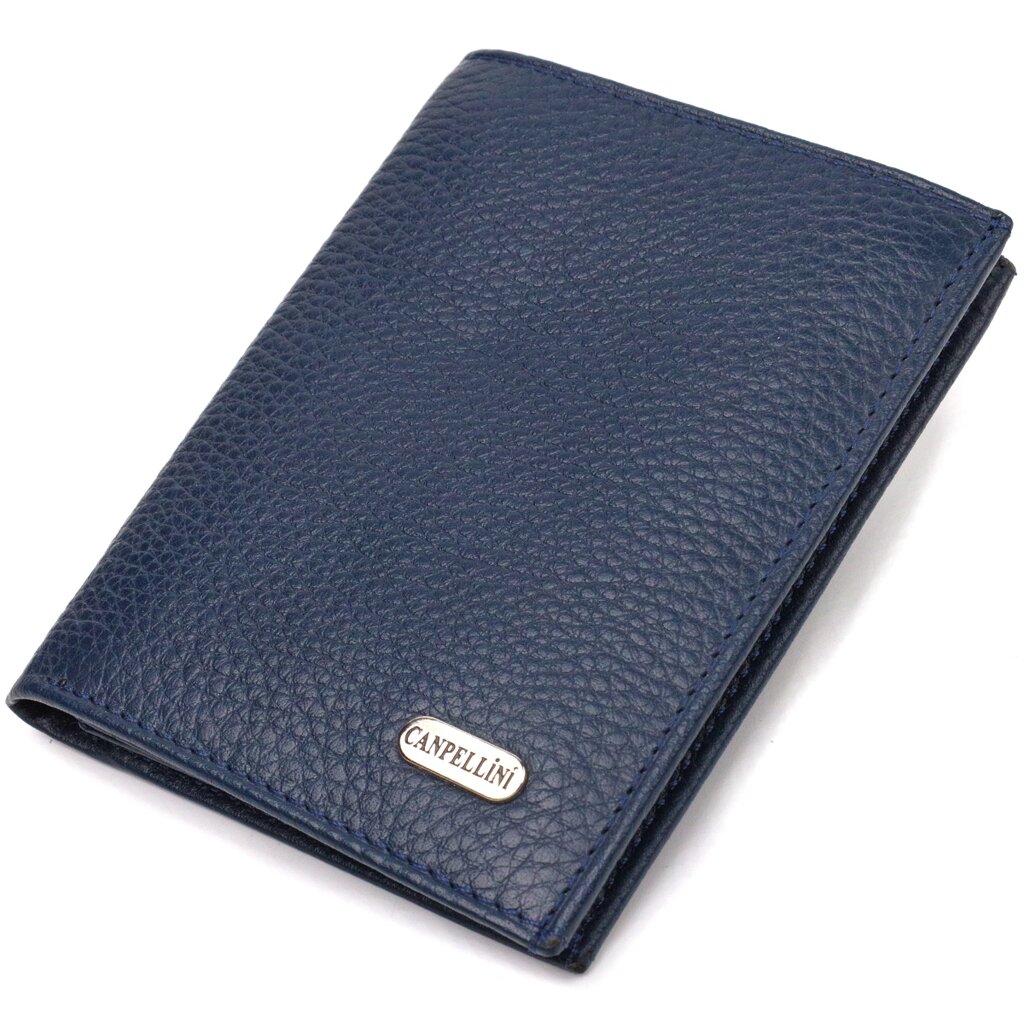 Чоловічий компактний гаманець із натуральної шкіри флотар CANPELLINI 21872 Синій від компанії Shock km ua - фото 1