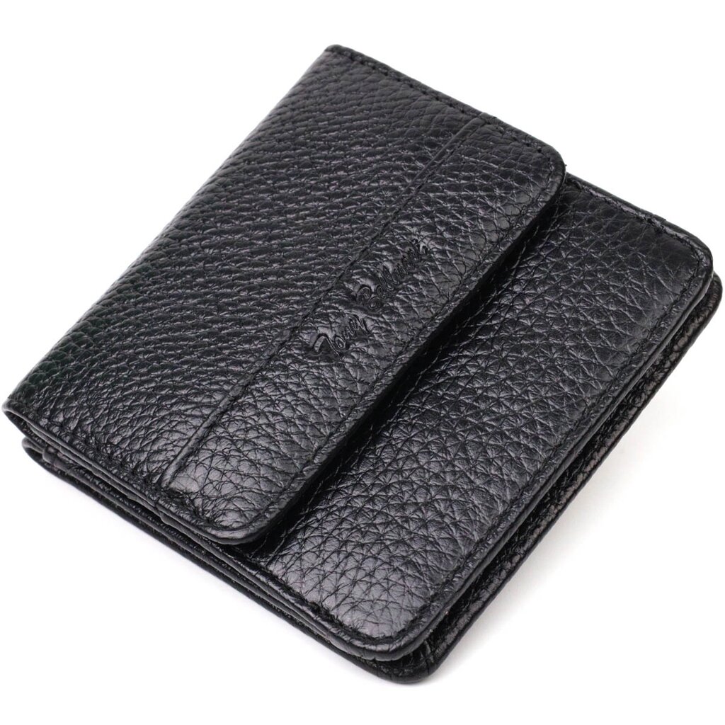 Чоловічий компактний гаманець з натуральної шкіри Tony Bellucci 22040 Чорний від компанії Shock km ua - фото 1
