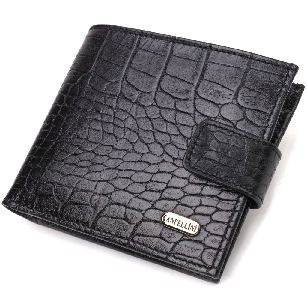 Чоловічий оригінальний гаманець горизонтального формату з натуральної шкіри з тисненням під крокодила CANPELLINI 21768 від компанії Shock km ua - фото 1