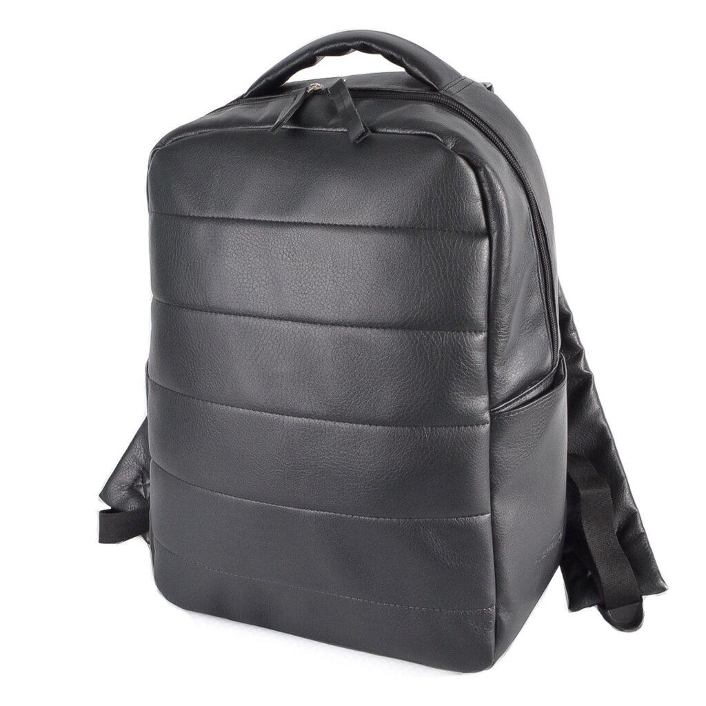 ЧОРНИЙ — гладка екошкіра — великий якісний рюкзак із відділенням для зберігання ноутбука  (Луцьк, 722) від компанії Shock km ua - фото 1