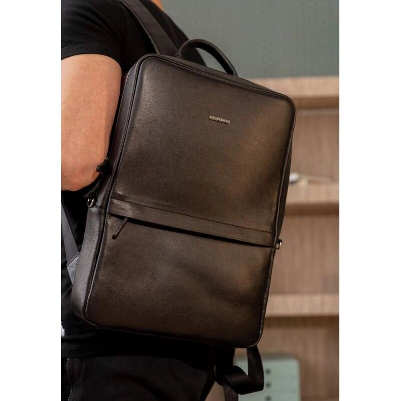 Чорний шкіряний чоловічий рюкзак Foster від компанії Shock km ua - фото 1