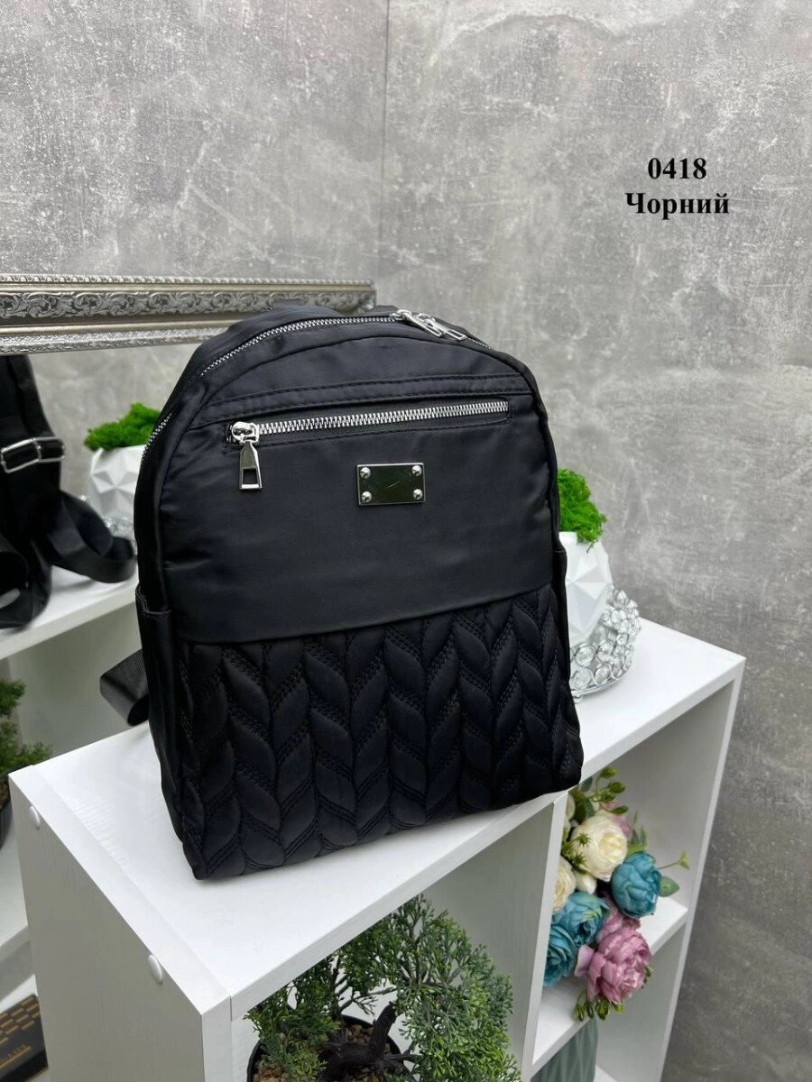 Чорний - стильний великий непромокаючий рюкзак з додатковими кишенями (0418) від компанії Shock km ua - фото 1