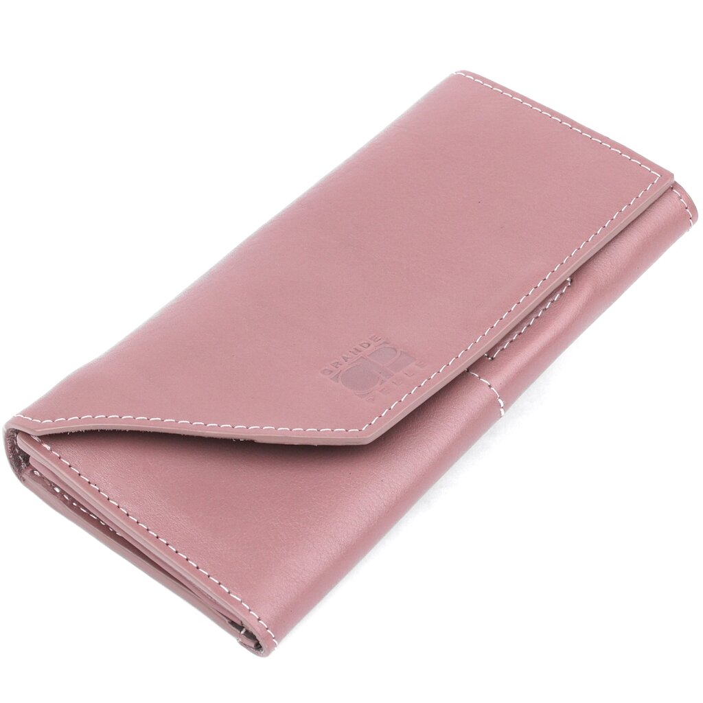Чудовий шкіряний жіночий гаманець Grande Pelle 11577 Рожевий від компанії Shock km ua - фото 1