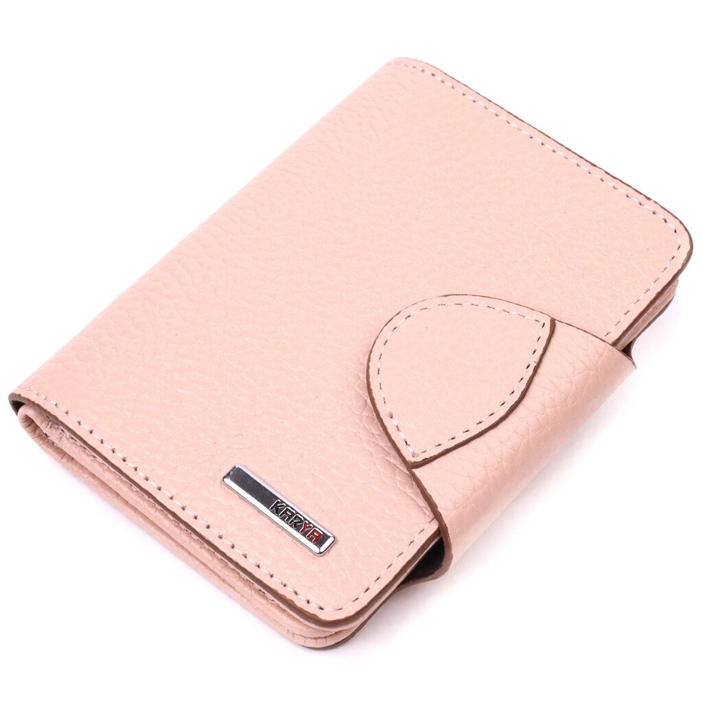 Чудовий жіночий гаманець з натуральної шкіри KARYA 21348 Рожевий від компанії Shock km ua - фото 1