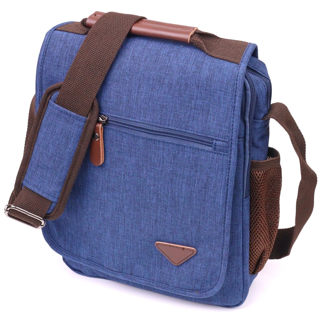 Цікава чоловіча сумка через плече із текстилю 21264 Vintage Синя від компанії Shock km ua - фото 1