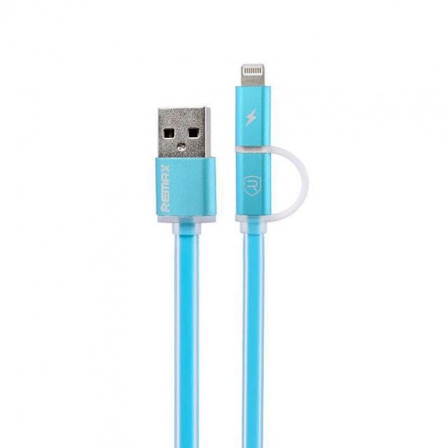 Combo 2-in-1 кабель Lightning/micro USB, 1м blue Aurora Combo Remax 300703 від компанії Shock km ua - фото 1