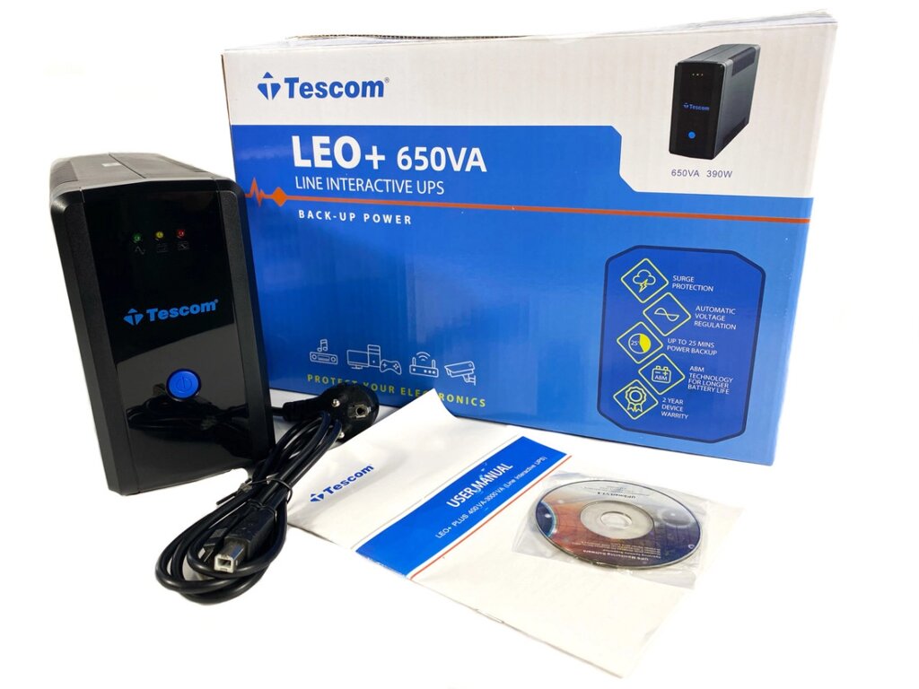 ДБЖ Джерело безперебійного живлення, пбж, безперебійник Tescom Leo II Pro LCD 650VA, USB від компанії Shock km ua - фото 1