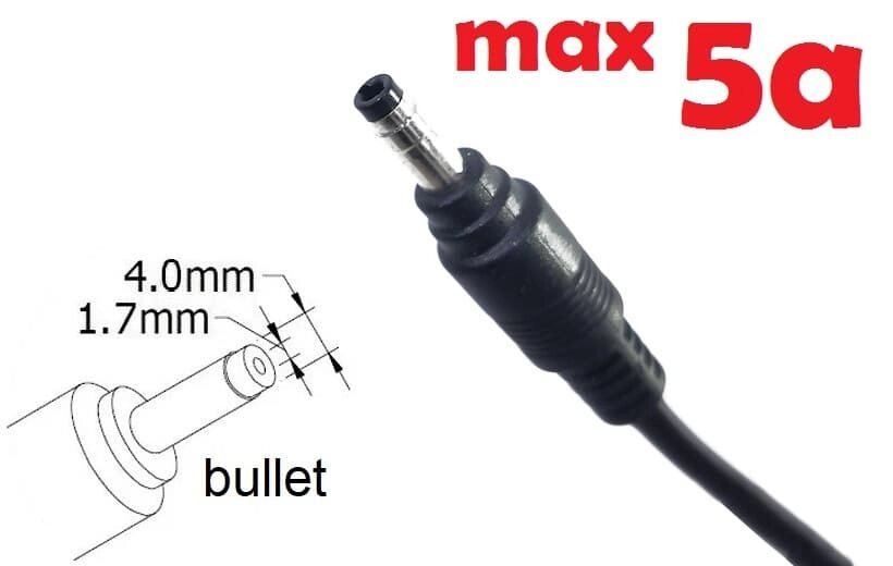 Dc кабель до блоку живлення 4.0x1.7mm (bullet) (5a) (1.2m) (A class) 1 день гар. від компанії Shock km ua - фото 1