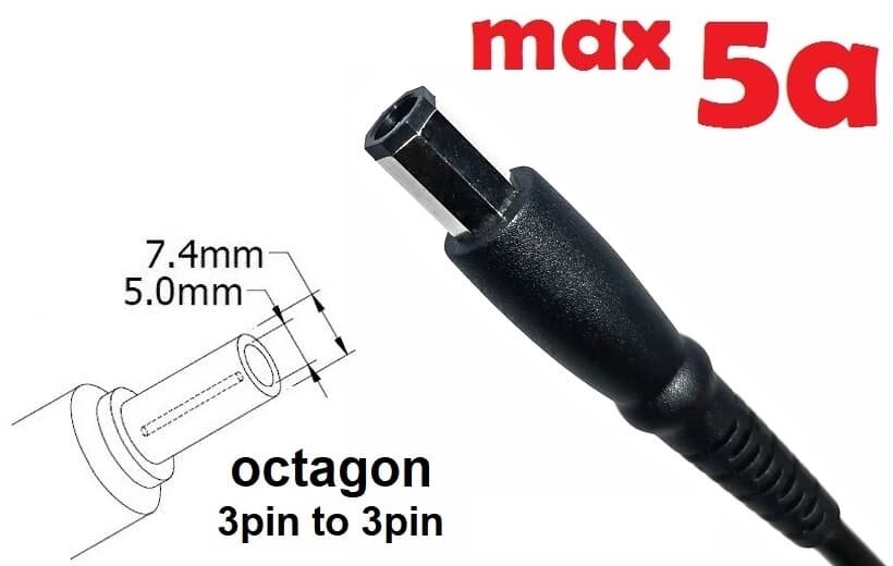 Dc кабель до блоку живлення 7.4x5.0mm (+pin) octagon (5a) (1.2m) (A class) 1 день гар. від компанії Shock km ua - фото 1