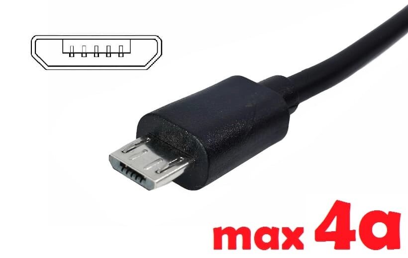 Dc кабель до блоку живлення micro USB (4a) (1.5m) (A class) 1 день гар. від компанії Shock km ua - фото 1