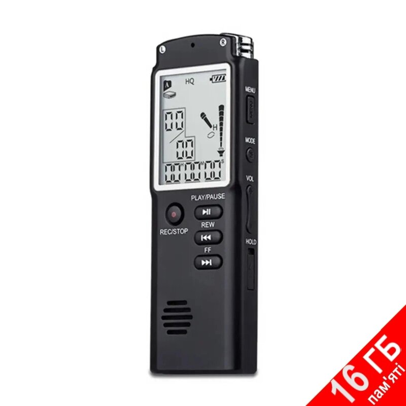 Диктофон цифровий з великим екраном DOITOP T-60, пам'ять 8 Гб, стерео, акумуляторний від компанії Shock km ua - фото 1