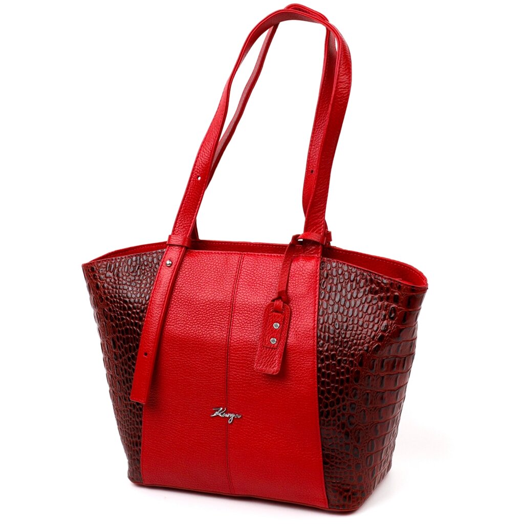 Ділова сумка з ручками KARYA 20875 шкіряна Червоний від компанії Shock km ua - фото 1