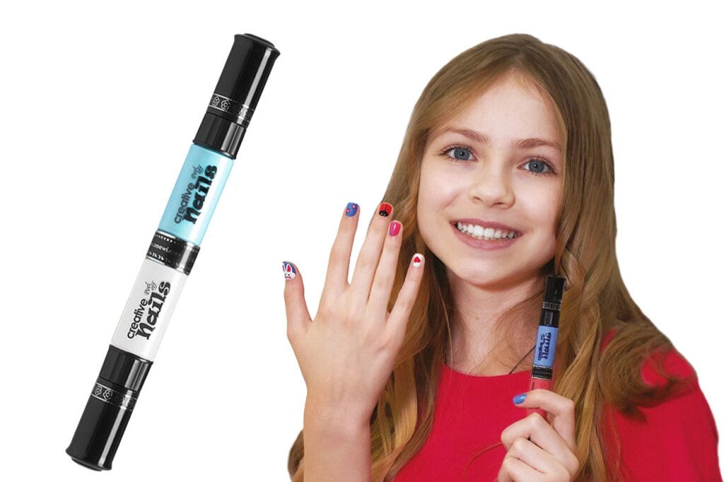 Дитячий лак-олівець для нігтів Malinos Creative Nails на водній основі (2 кольори Білий + Блакитний) від компанії Shock km ua - фото 1