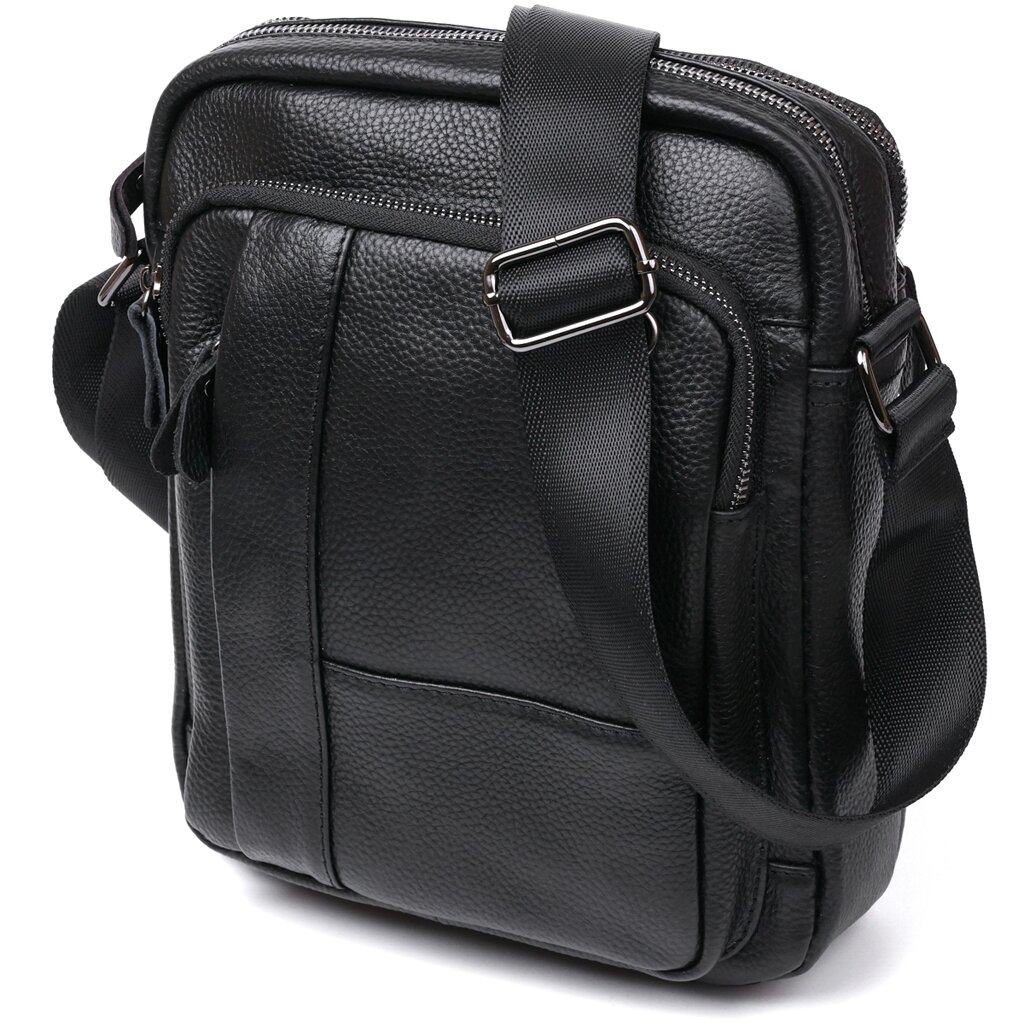 Добротна шкіряна чоловіча сумка Vintage 20677 Чорний від компанії Shock km ua - фото 1