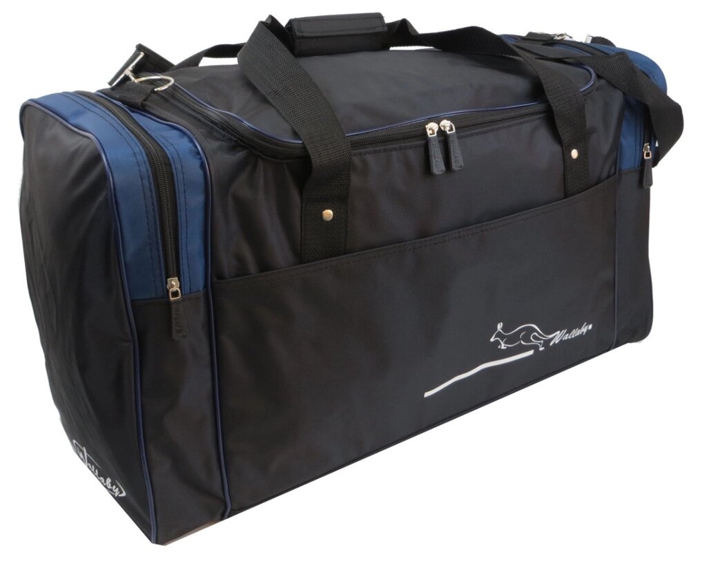 Дорожня сумка 60 л Wallaby 430-2 чорна із синім від компанії Shock km ua - фото 1