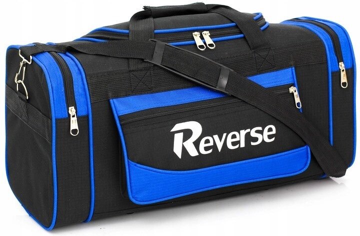 Дорожня сумка середній розмір із кордури 58L Reverse чорна із синім від компанії Shock km ua - фото 1