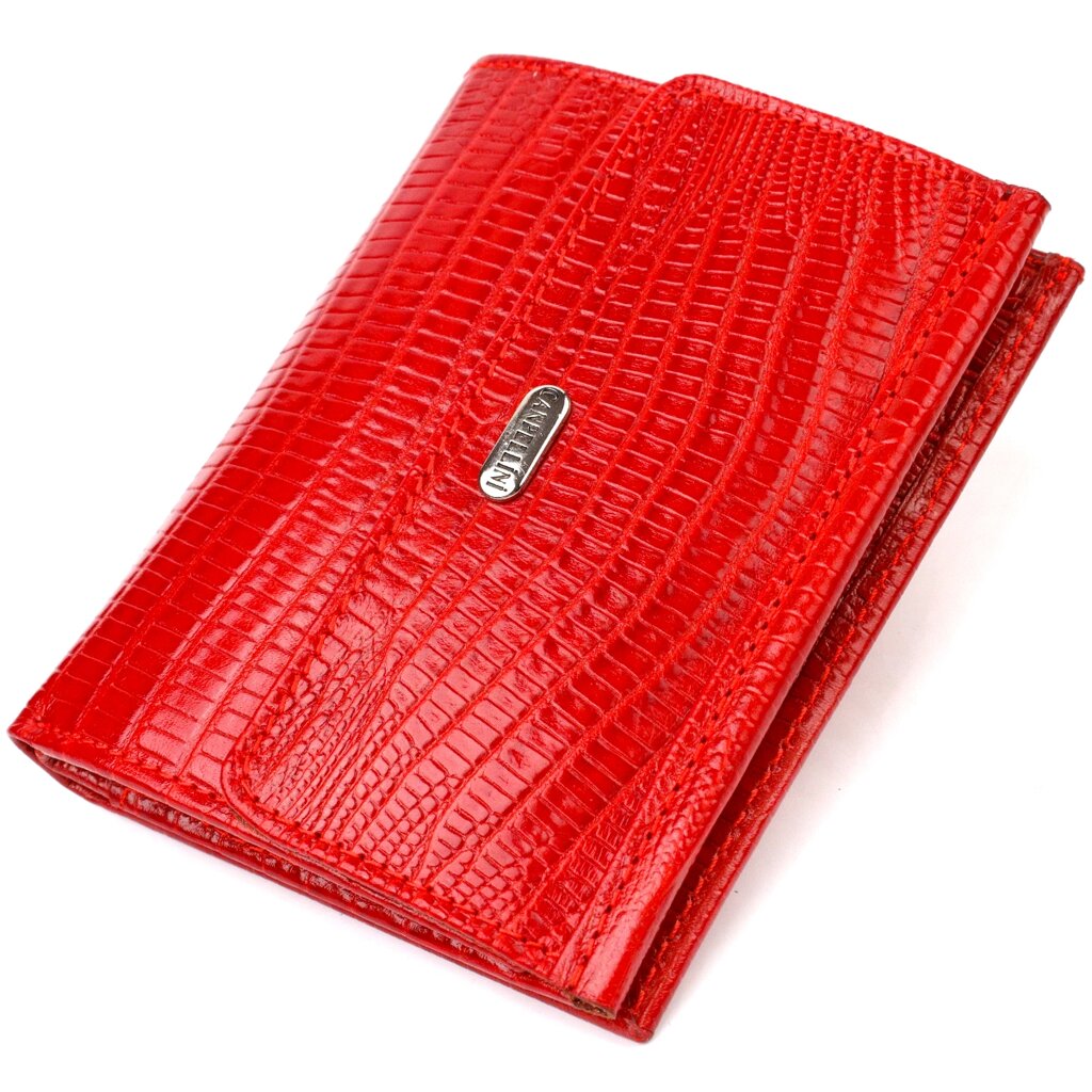 Фактурний гаманець для жінок середнього розміру з натуральної шкіри CANPELLINI 21819 Червоний від компанії Shock km ua - фото 1