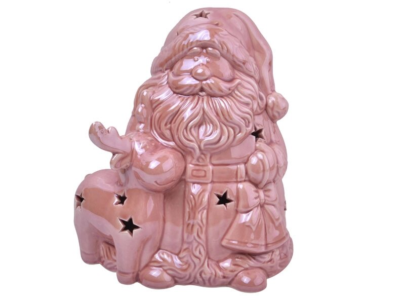 Фігурка декоративна з підсвічуванням Lefard Дід Мороз з оленем 919-262 16 см рожева від компанії Shock km ua - фото 1