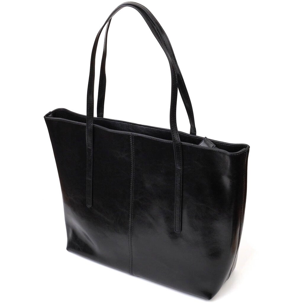 Функціональна сумка шоппер із натуральної шкіри 22095 Vintage Чорна від компанії Shock km ua - фото 1