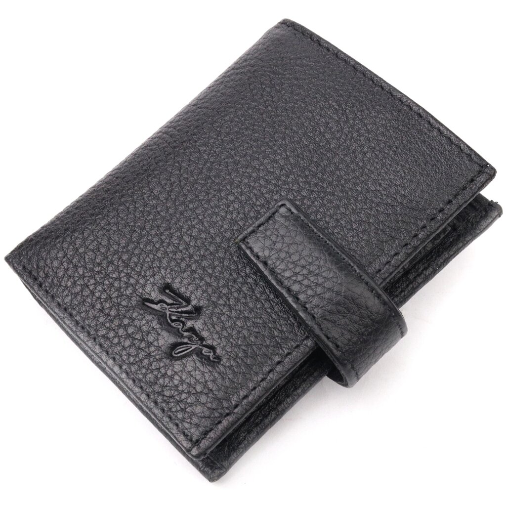 Функціональний вертикальний невеликий чоловічий гаманець із зернистої шкіри KARYA 20992 Чорний від компанії Shock km ua - фото 1