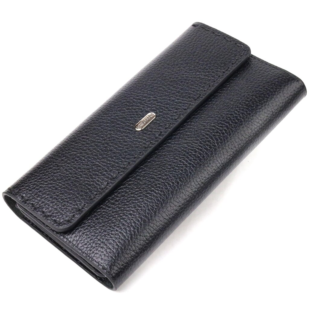 Функціональний жіночий гаманець з натуральної шкіри CANPELLINI 21662 Чорний від компанії Shock km ua - фото 1