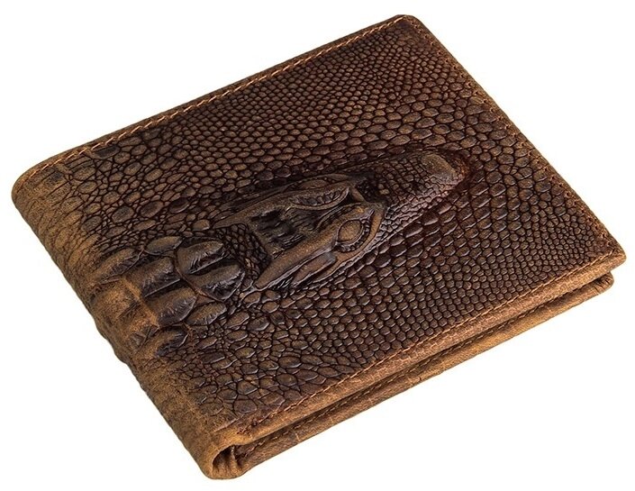 Гаманець чоловічий Vintage 14380 фактура шкіри під крокодила Коричневий від компанії Shock km ua - фото 1