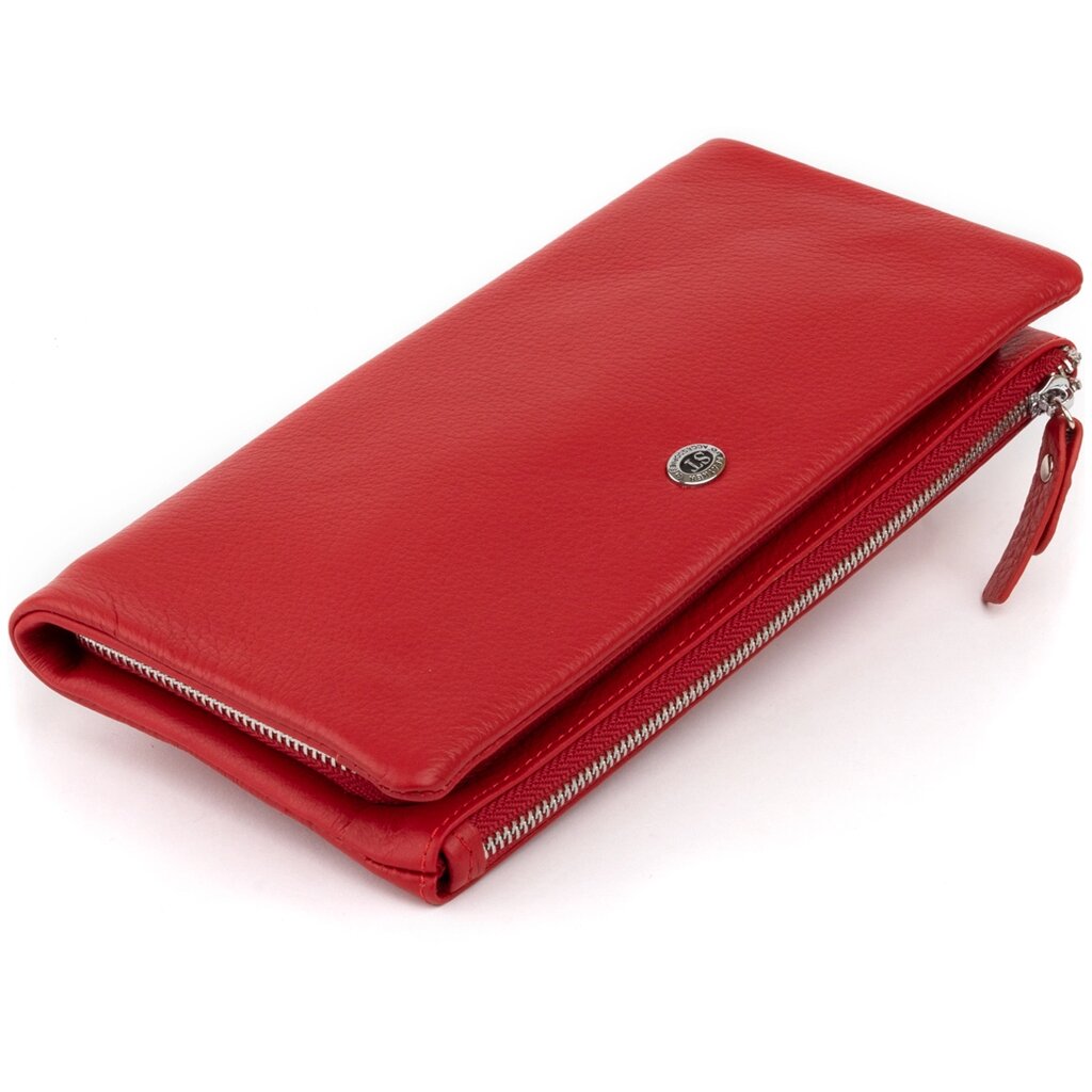 Гаманець-клатч зі шкіри з кишенею для мобільного ST Leather 19315 Червоний від компанії Shock km ua - фото 1