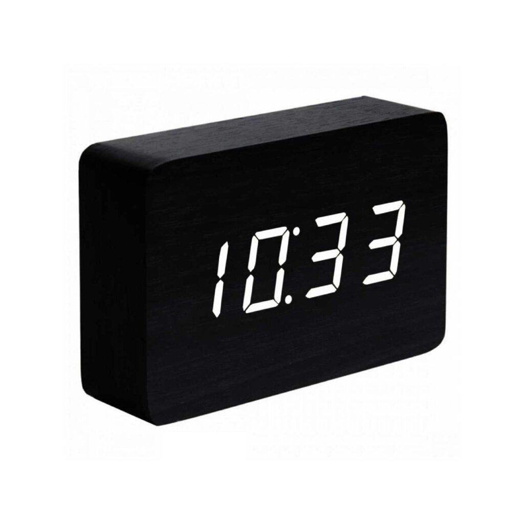 Годинник-будильник на акумуляторі BRICK Gingko (Англія), чорний від компанії Shock km ua - фото 1