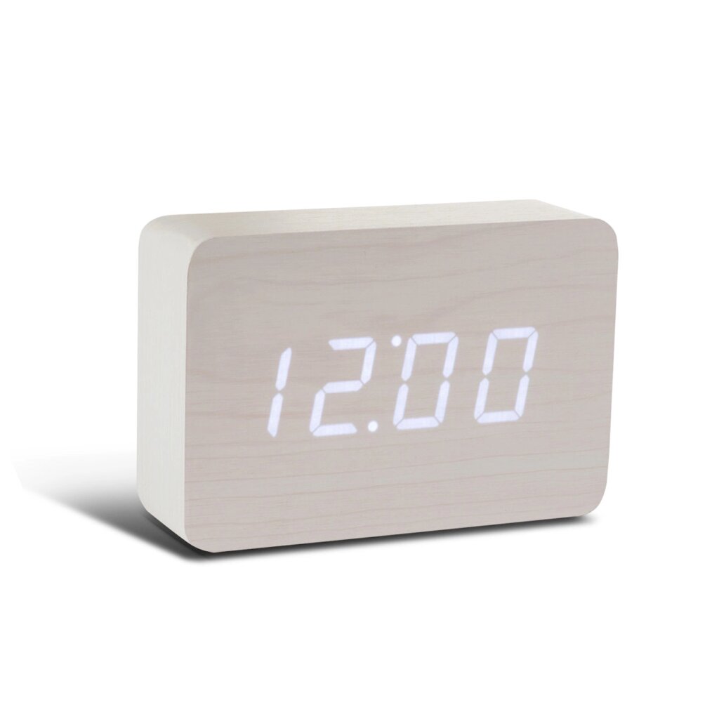 Годинник-будильник на акумуляторі з термометром "BRICK", білий від компанії Shock km ua - фото 1