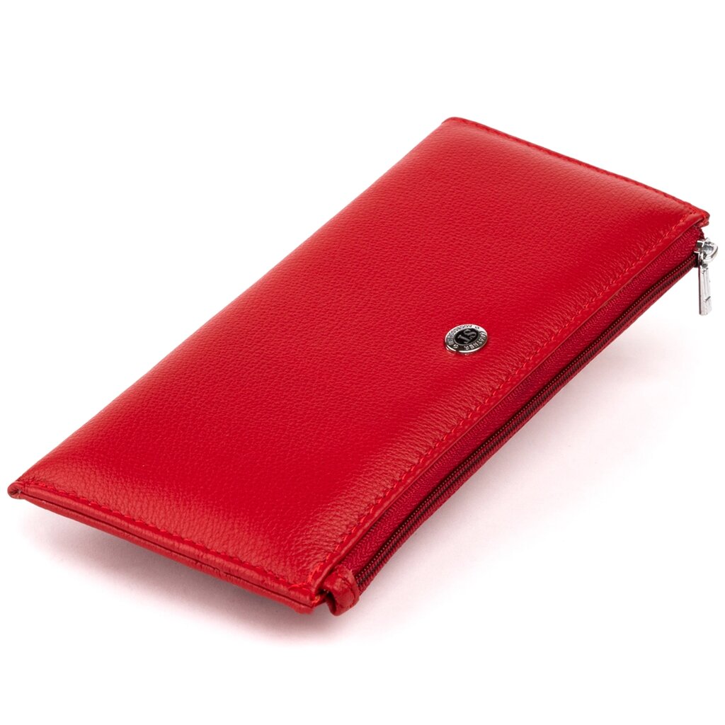 Горизонтальний тонкий гаманець зі шкіри жіночий ST Leather 19330 Червоний від компанії Shock km ua - фото 1