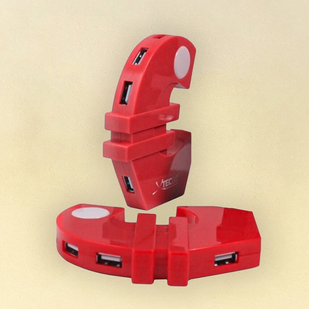 Хаб USB Євро розгалужувач (червоний) від компанії Shock km ua - фото 1