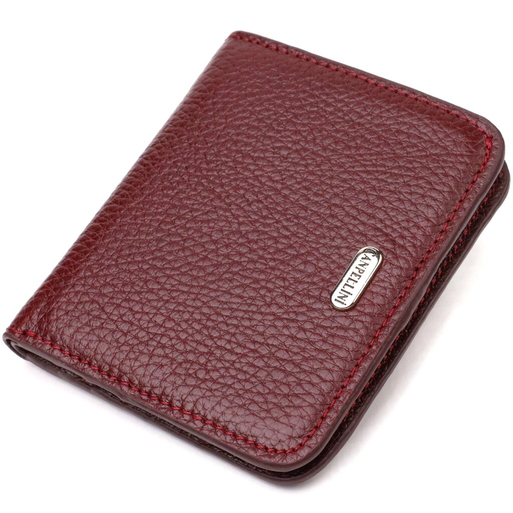 Ідеальний жіночий гаманець невеликого розміру з натуральної шкіри CANPELLINI 21802 Бордовий від компанії Shock km ua - фото 1
