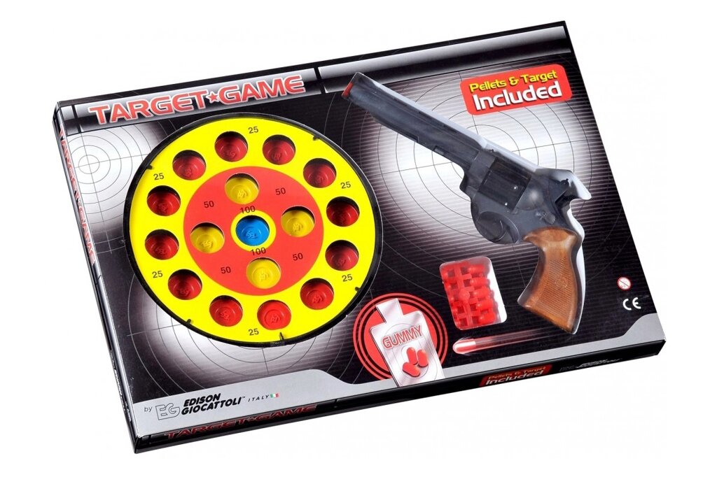 Іграшковий пістолет з мішенню Edison Giocattoli Target Game 28см 8-зарядний (485/22) від компанії Shock km ua - фото 1