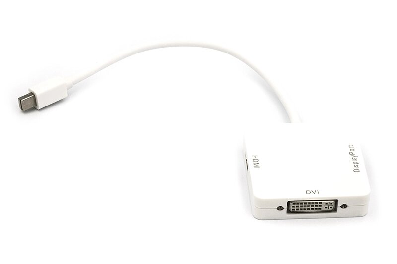 Кабель-перехідник PowerPlant mini DisplayPort (Thunderbolt) - DisplayPort, HDMI, DVI 0.2 м від компанії Shock km ua - фото 1