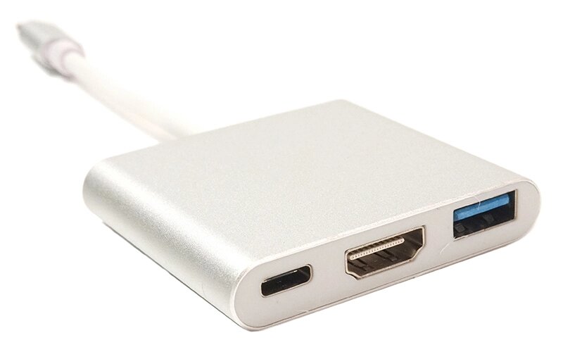 Кабель-перехідник PowerPlant USB Type-C - HDMI/USB Multiport Adapter для MacBook 12, 0.15м від компанії Shock km ua - фото 1