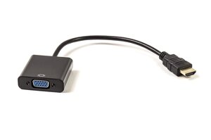 Кабель-перехідник PowerPlant HDMI - VGA, 0.15м, позолочені конектори, чорний